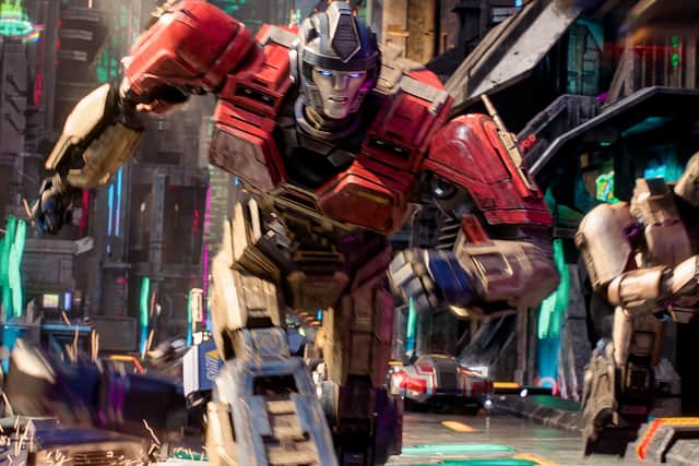 Transformers One: Orion Pax (voiced by Chris Hemsworth) and D-16 (Brian Tyree Henry)