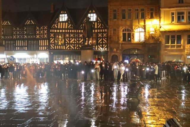 Two minutes of silence was impeccably observed by mourners at a vigil in The Square, Shrewsbury