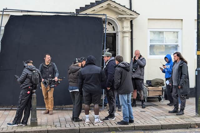 A similar production crew could be seen on Highgate Common, near Swindon