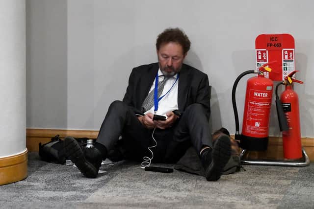 Taking a breather at the Conservative Party Conference