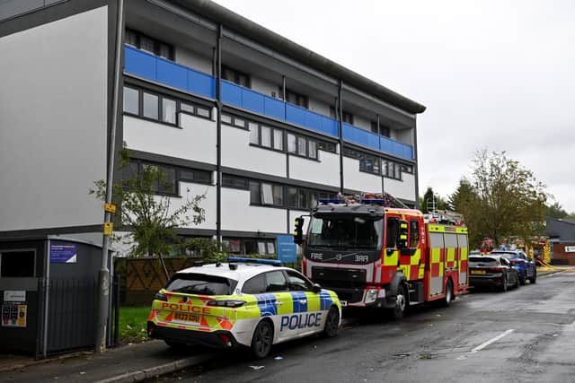 Emergency services at the scene of the fire in Heath Town