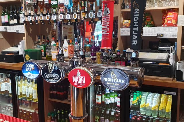 A good selection of drinks are available behind the bar