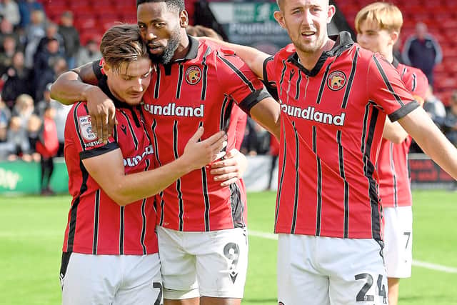 SPORT COPYRIGHT NATIONAL WORLD TIM THURSFIELD 28/09/24 .WALSALL V COLCHESTER UNITE.Celebrations at the final whistle...