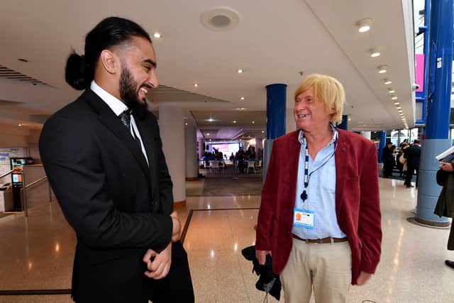 Familiar face: former Lichfield MP Michael Fabricant chats to Naadir Qazi from The Conservative Friends of India