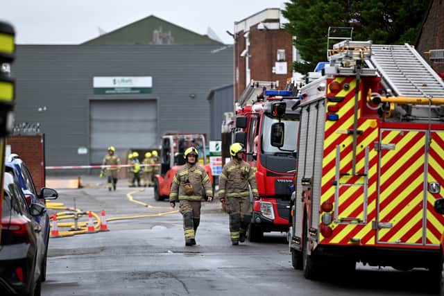 Emergency services at the scene of the fire in Heath Town