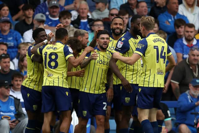 Alex Mowatt celebrates after making it 2-0 (Photo by Adam Fradgley/West Bromwich Albion FC via Getty Images).