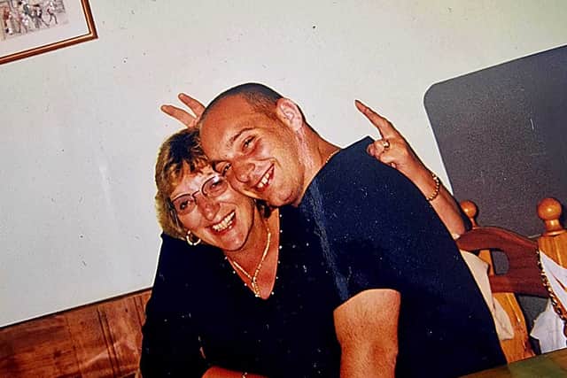 Scott Ptchford and his mum, Sue, who died from cancer last year.