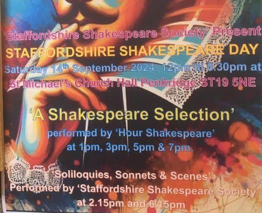Members of the Staffordshire Shakespeare Society will hold an open day on Saturday with everyone welcome