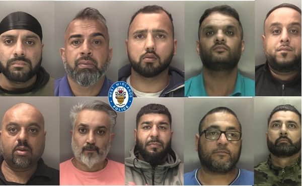(L-R clockwise): Maninder Dosanjh, Amandeep Rishi, Mohammad Usman, Rizwan Ali, Kamran Hussain, Sayeed Hashemyan, Ashtiaq Ahmed, Mithab Hussain, Mandeep Singh and Peter Masih. Photo: West Midlands Police