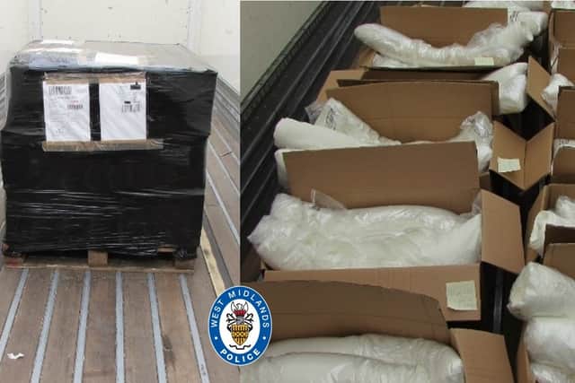 225kg of cocaine destined for export to Australia were stored at a warehouse in Sutton Coldfield. Photo: West Midlands Police