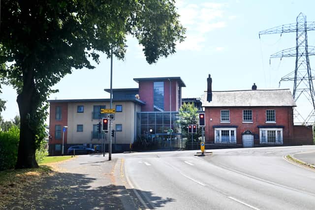 STAFFORD COPYRIGHT NATIONAL WORLD PLC STEVE LEATH 31/05/24..Pic in Stafford, Newport Rd at Eagle House, a Midland Heart facility, scene of a death. Police tape can be seen at the back of the building..
