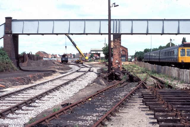 Looking towards the new Kidderminster Town station being built on the left, and the original station on te right being used by British Rail. Photo: Tony Bending