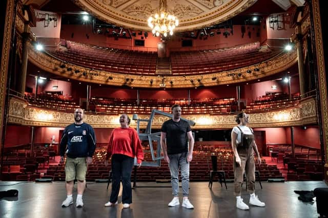 Performers rehearsing in preparation for their Fringe festival debut