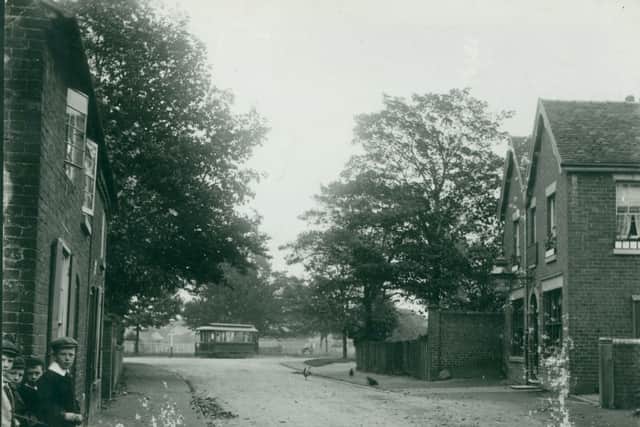 Wolverhampton Corporation's No. 1 tram resting at the Tettenhall Road terminus in the early 1900s