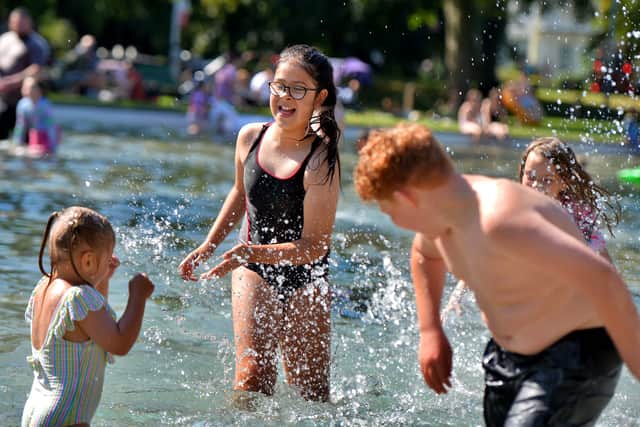 Hot weather at Tettenhall Paddling Pool.