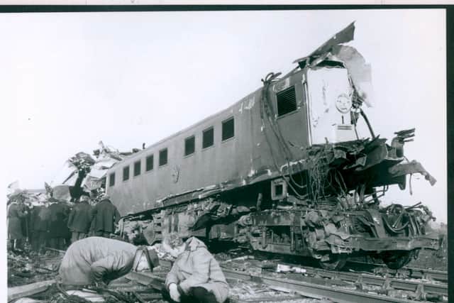 The destroyed locomotive