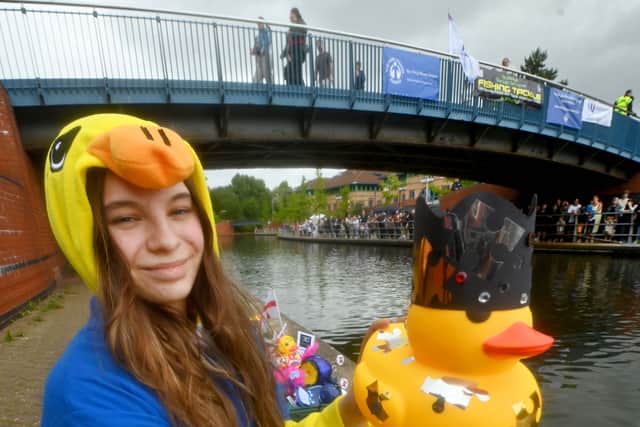 The Black Country Duck Race at Brierley Hill Waterfront. Elle-Jo Griffin 14, helping out
