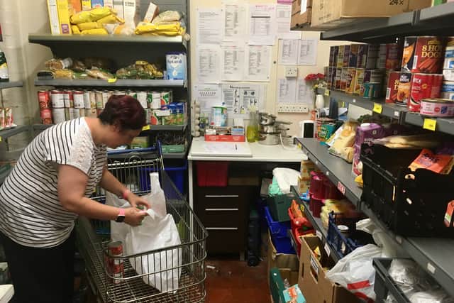 A volunteer at North Walsall Foodbank. Photo: Gurdip Thandi