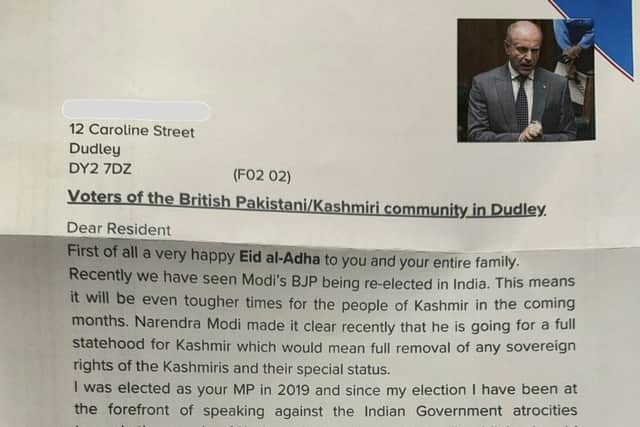The letter which Marco Longhi sent out to constituents in Dudley North