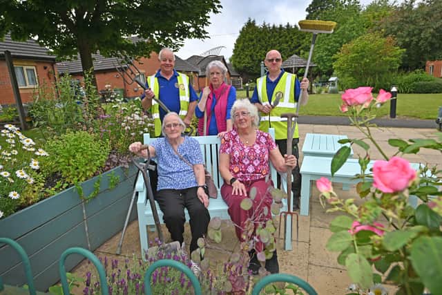 Members of Rotary in Bilston give their time to help work on green spaces at Bushfield court. Pictured, back left: Bob and Sandra Stolz, Andy Baker. Front left: Kathleen Morgan and Brenda Douglas.