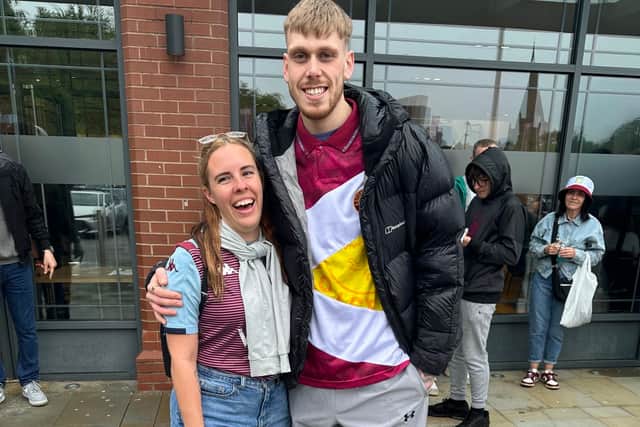 Josh reunited with his 'guardian angel' Heidi outside Villa Park