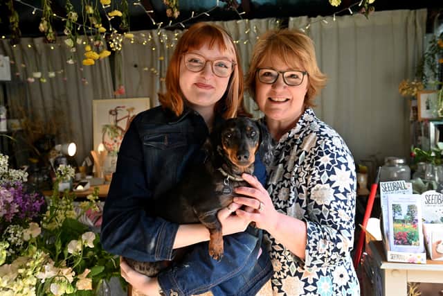Heather, Vanessa and Toby the dachshund