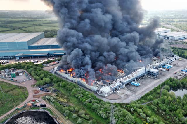 The huge fire in Cannock was burning away the Super Smart Service building last Thursday