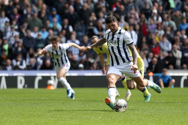 Alex Mowatt puts Albion ahead from the spot (Photo by Adam Fradgley/West Bromwich Albion FC via Getty Images).