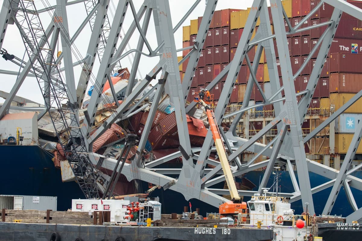 Destroy Bridge Crews prepare for controlled demolition at bridge collapse site