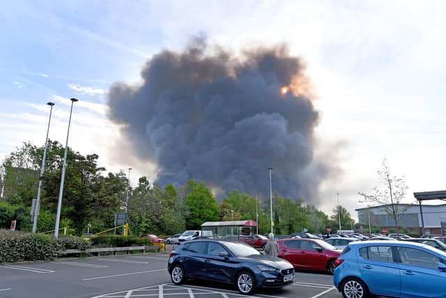 Residents were told to stay indoors as firefighters attempted to douse the blaze