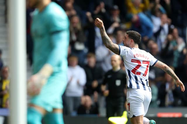 Alex Mowatt celebrates his opener (Photo by Adam Fradgley/West Bromwich Albion FC via Getty Images).