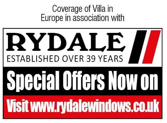 Rydale: Sponsors of E&S coverage of Aston Villa in Europe