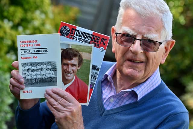 Pic of Stourbridge FC President: Hugh Clark, getting ready for an event this weekend marking 50 years since there Welsh cup run