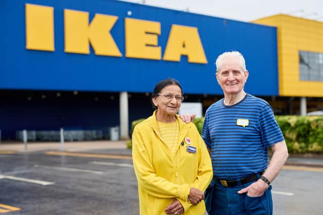 Bill Rogers and Champa Patel are two of the oldest employees working at Ikea in the UK. Photo: Ikea.