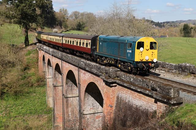 Class 20 20048 crossing Oldbury viaduct at the SVR in 2023 (picture: Keith Wilkinson)