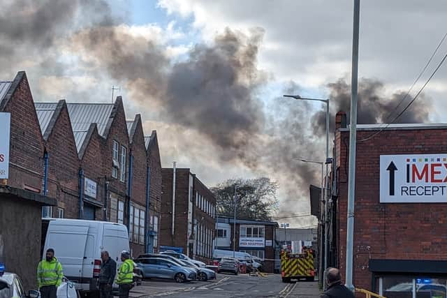 Smoke seen billowing from the factory