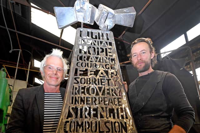 Artist Matt Lloyd and metal sculptor Luke Perry