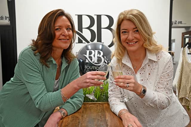  Cheers! One year celebrations for the success of BB's Boutique, which has been based physically in Perton since March last year. It is co-owned by Kirsty Bull, wife of Wolves legend Steve (R) and Paula Bawa (L) who are pictured celebrating the birthday of their store.