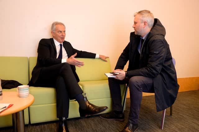 Pete Madeley chatting to former prime minister Sir Tony Blair