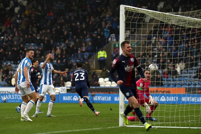 Mikey Johnston scores to make it 1-1 (Photo by Adam Fradgley/West Bromwich Albion FC via Getty Images).