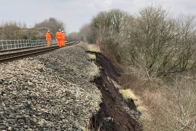 The site of the land slip (Network Rail). 