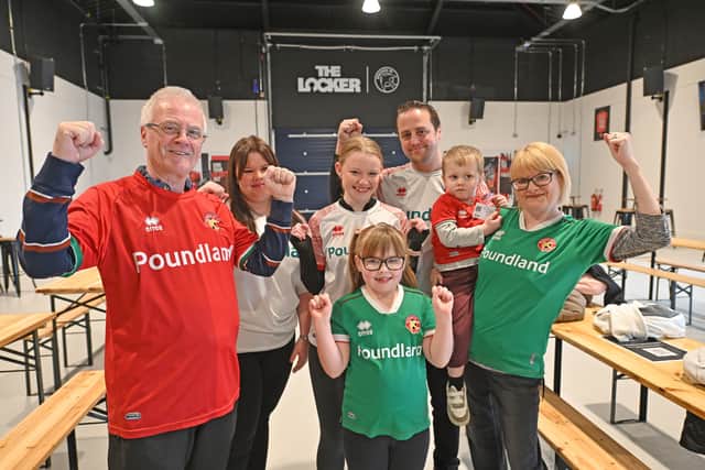 Walsall fan Nigel Wiles with relatives Abigail, Olivia, Steve, Emma, George and Lexi at the opening