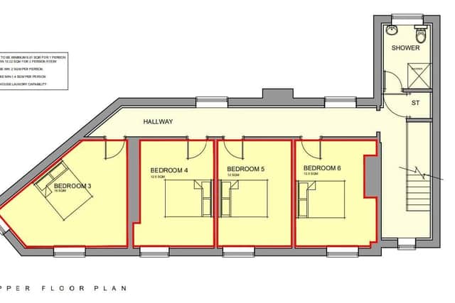 An alternative floor plan for the proposed student accommodation above Paddy Power in Princess Street in Wolverhampton
