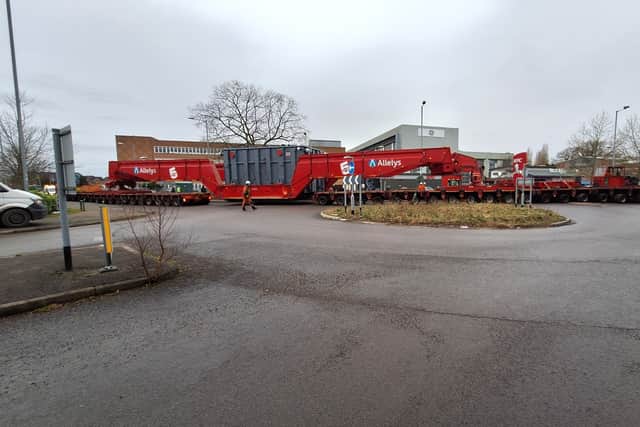 Mechanical and logistical issues kept the load from moving for a while. Photo: Staffordshire Police Roads Policing Unit