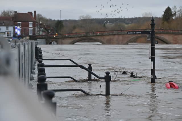 The River Severn is above 5m in Bewdley