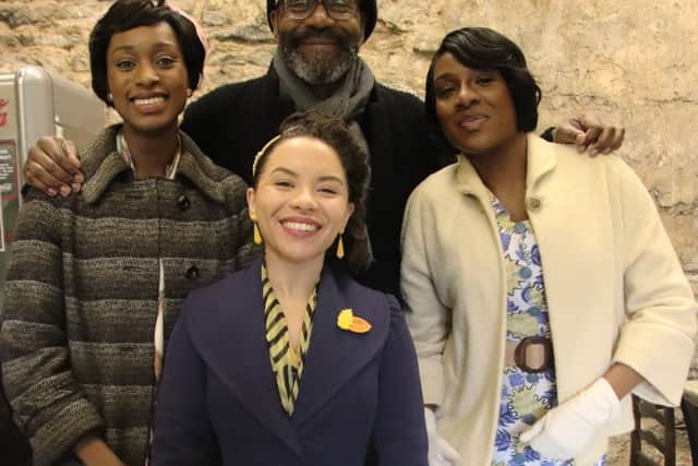 Sir Lenny with the cast of Three Little Birds