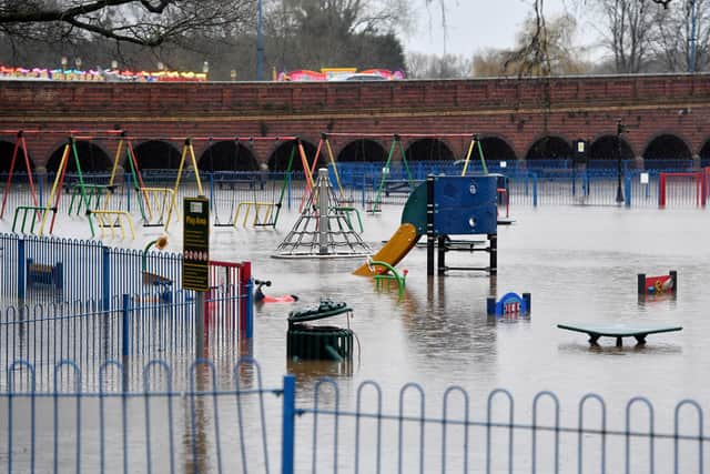 Stourport has been hit by flooding, with the Playland Fun Park underwater 
