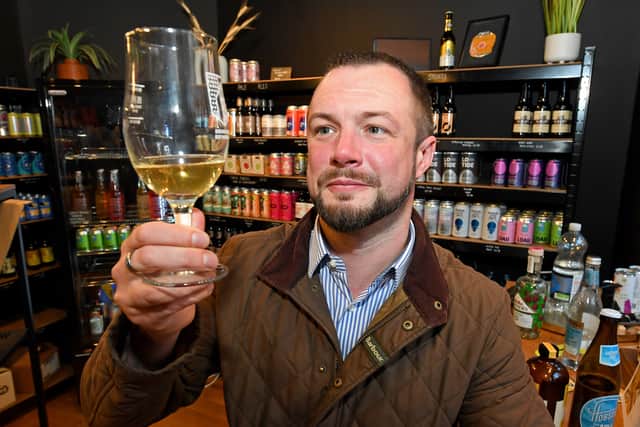 SHREWS COPYRIGHT NATIONAL WORLD PLC TIM THURSFIELD 03/01/24.Dan Morris tries some of the non alcoholic beverages at Dry Shrewsbury...PICS FOR CHALLENGE DAN FEATURE..