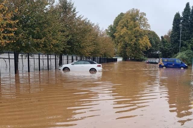 Pitchcroft Car Park was still closed after high levels of flood water were seen. Photo: Worcestershire County Council