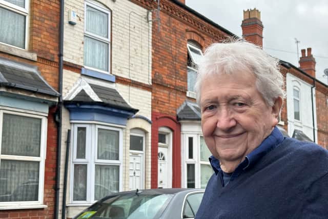 Jim Simpson pictured outside of Ozzy’s former home at 14 Lodge Road